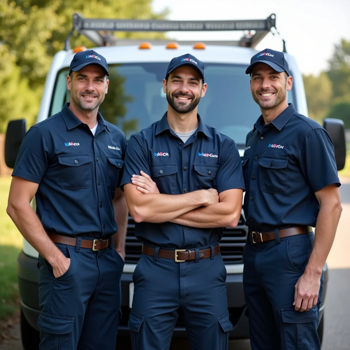 The Hooten Heating & Cooling team and service van in Goodman, MO