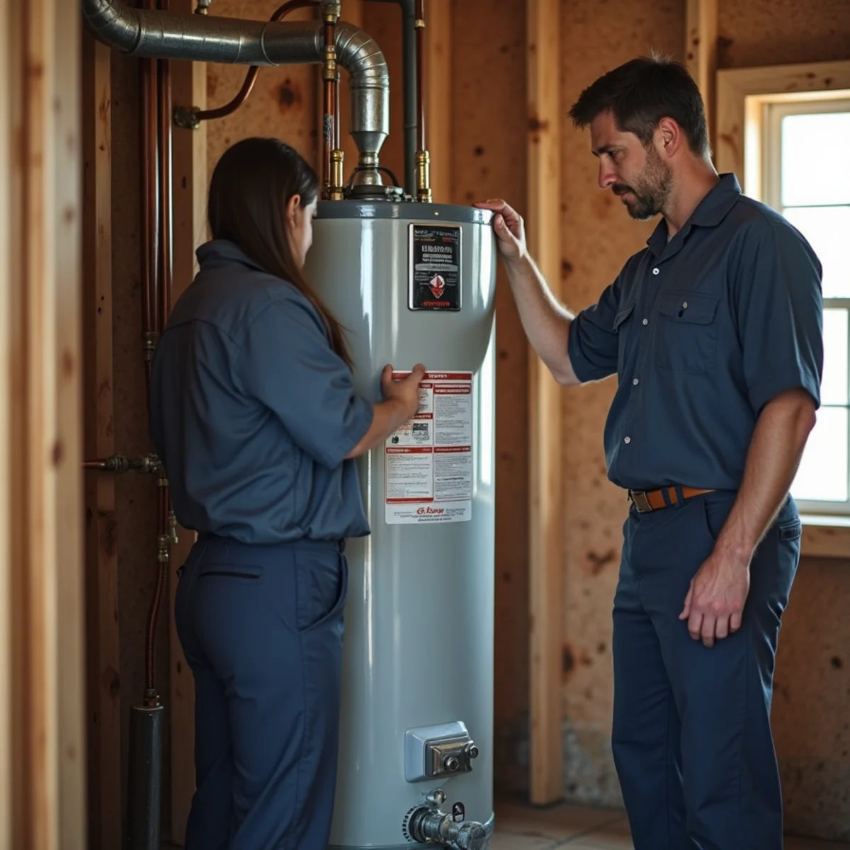 Aging water heater in a utility room of a home in Goodman, MO
