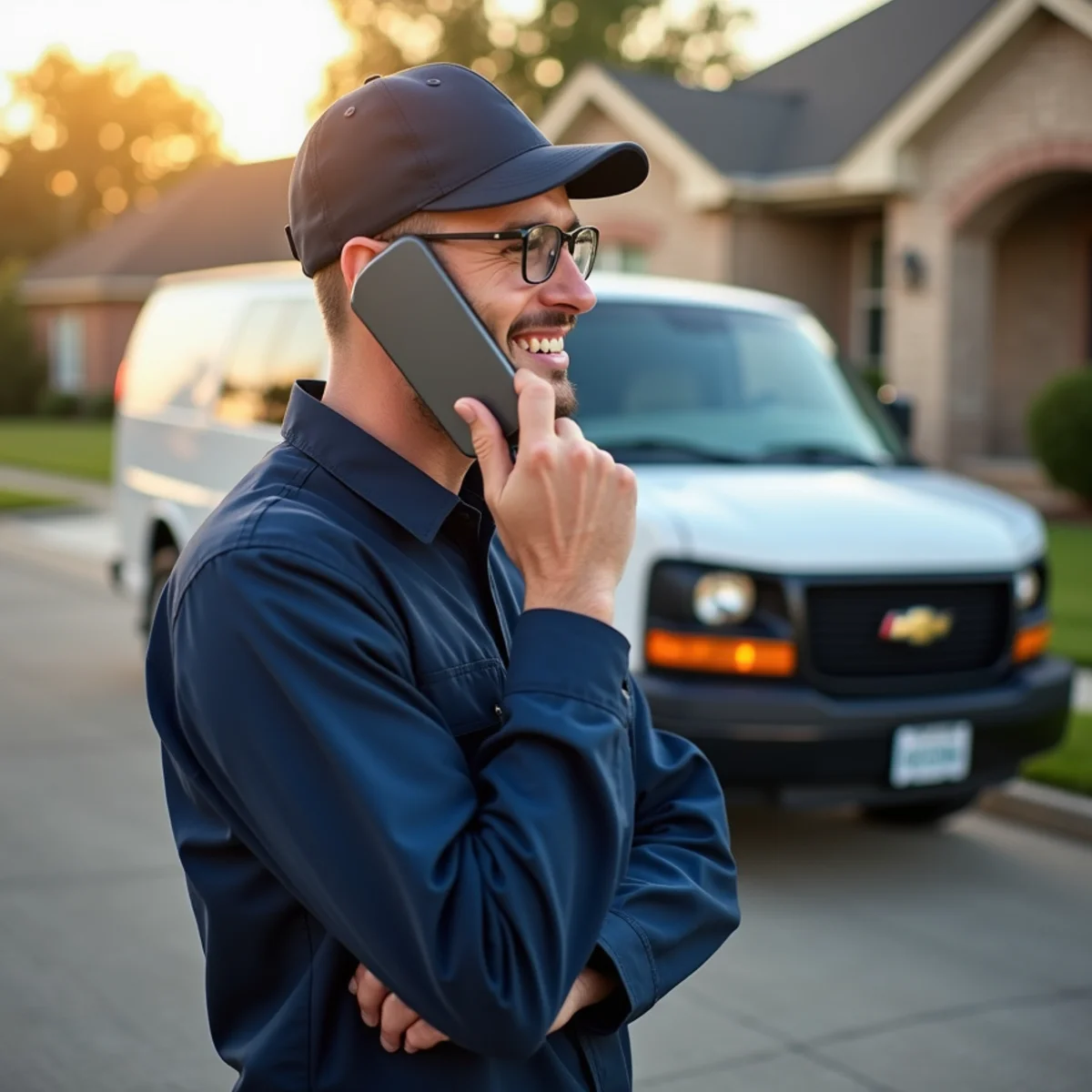 Hooten Heating & Cooling technician taking a service call in Goodman, MO