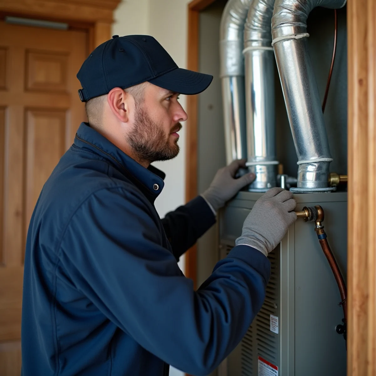 Technician restoring heat to a home furnace during a Missouri cold snap